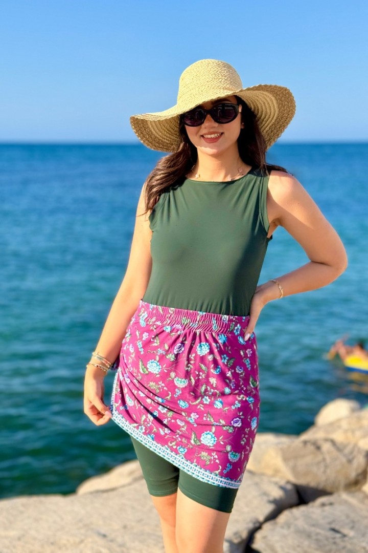 Maillot de bain 2 pièces – Combinaison short & cache-jupe