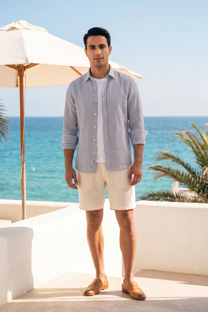 Chemise en lin rayée — Coupe régulière