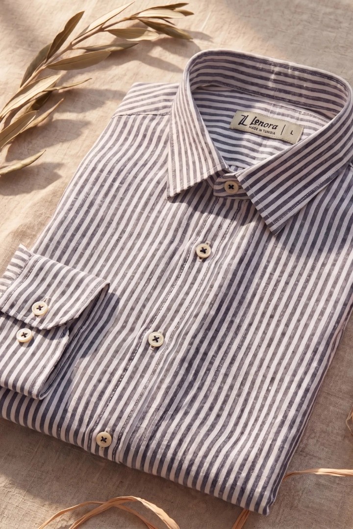 Chemise en lin rayée — Coupe régulière