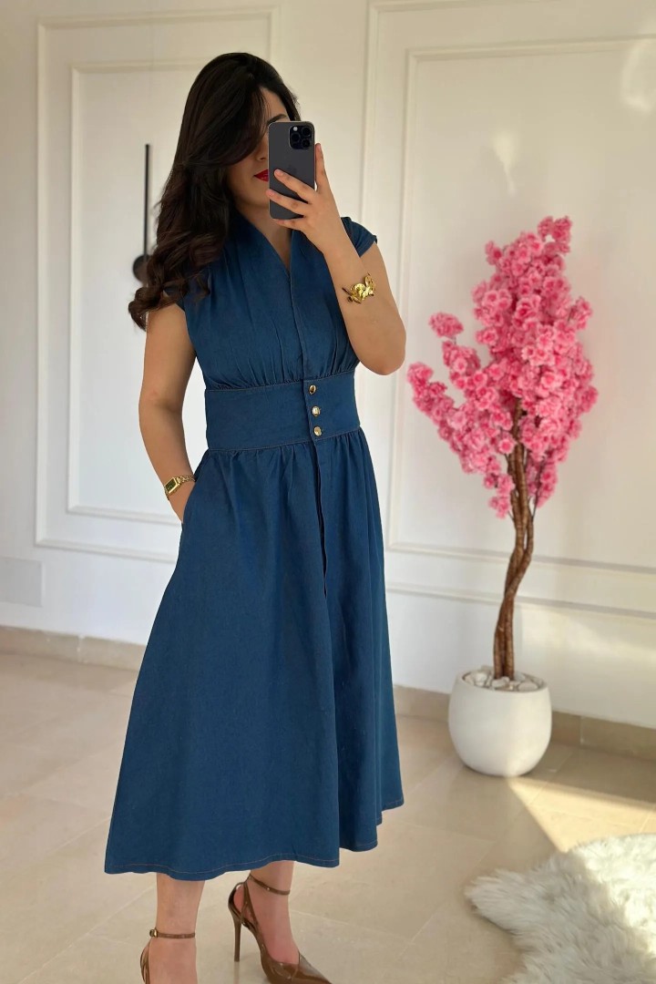 Robe Midi en Jean Léger Lavé 💙