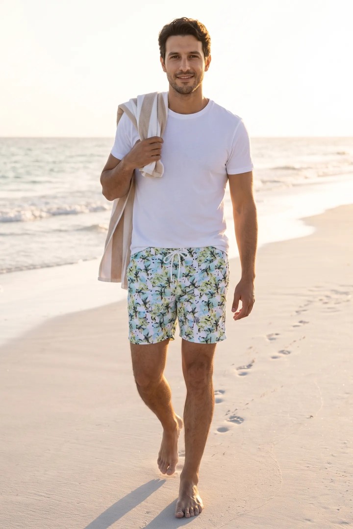 Short de Plage Homme Imprimé – Léger, Confortable & Séchage Rapide