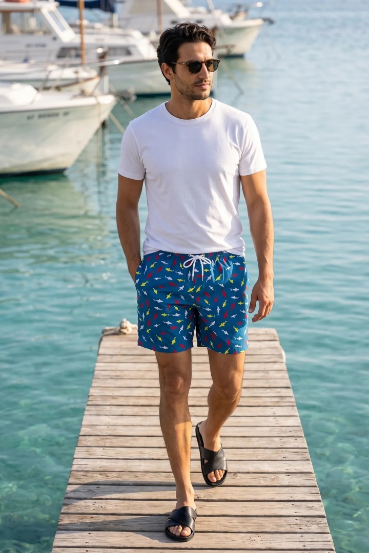 Short de Plage Homme Imprimé – Léger, Confortable & Séchage Rapide