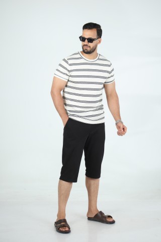 T-shirt Homme Jacquard Coton Rayé