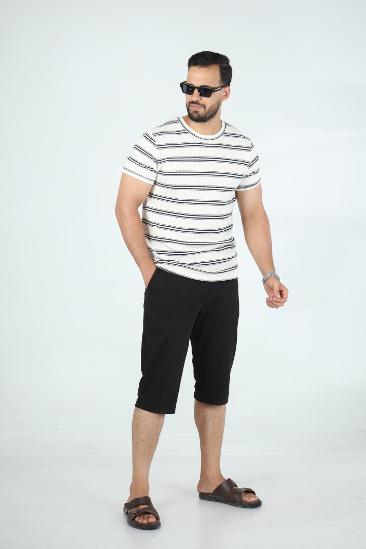 T-shirt Homme Jacquard Coton Rayé