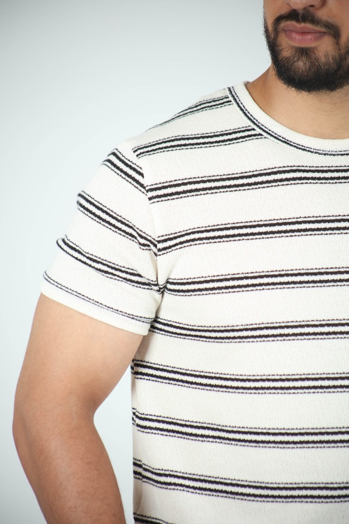 T-shirt Homme Jacquard Coton Rayé
