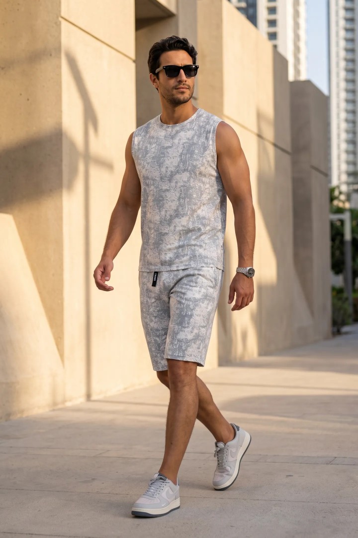 Ensemble Homme Marbré Premium (Débardeur & Short)