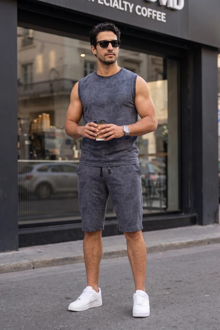 Ensemble Homme Marbré Premium (Débardeur & Short)