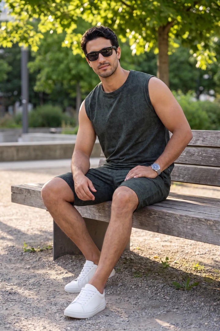 Ensemble Homme Marbré Premium (Débardeur & Short)