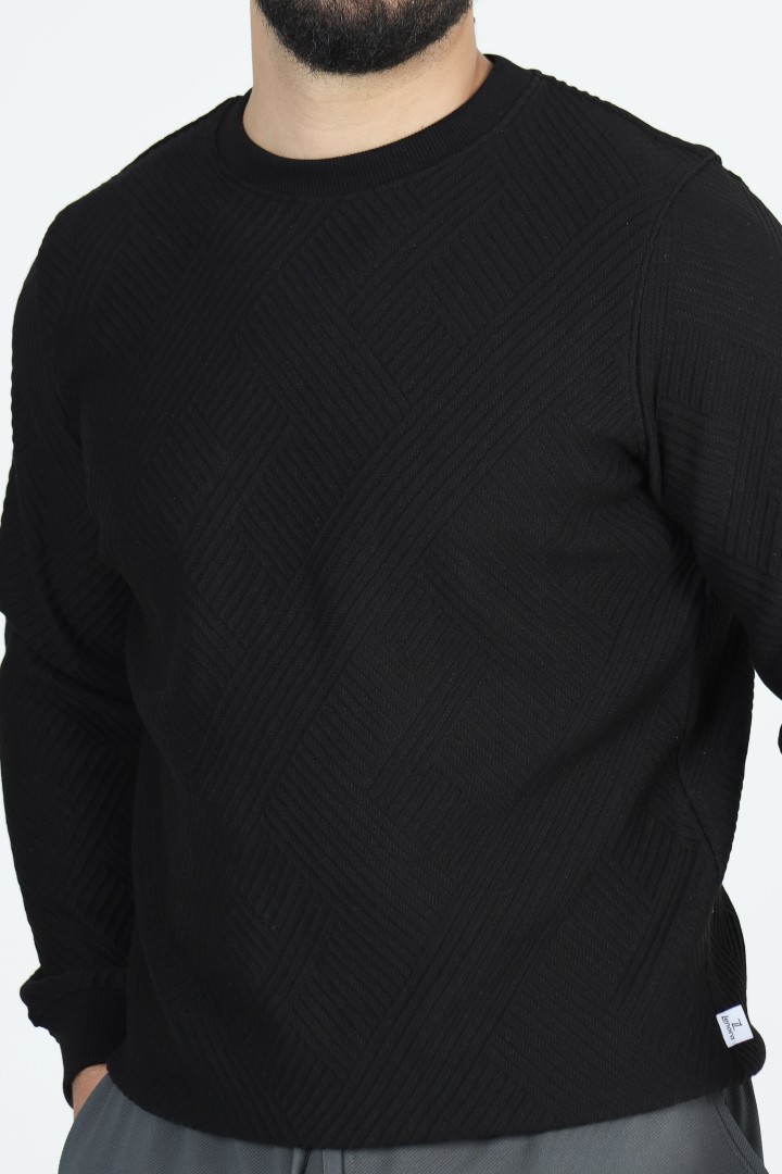 Sweat Col Rond Jacquard Homme | Motif Texturé