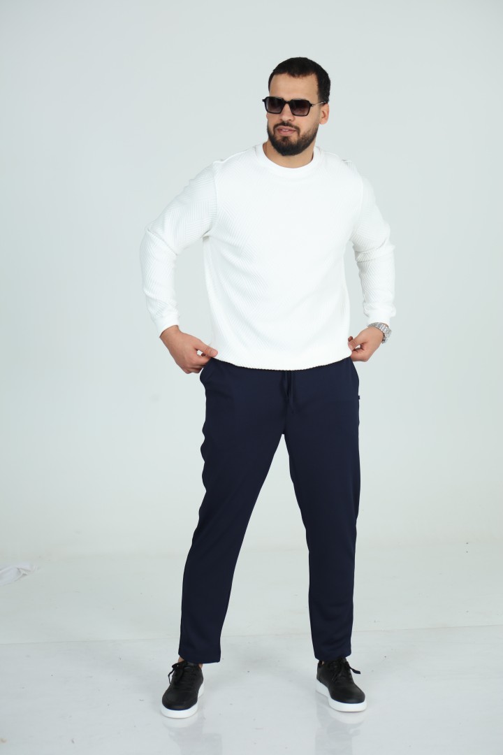 Sweat Col Rond Jacquard Homme | Motif Texturé