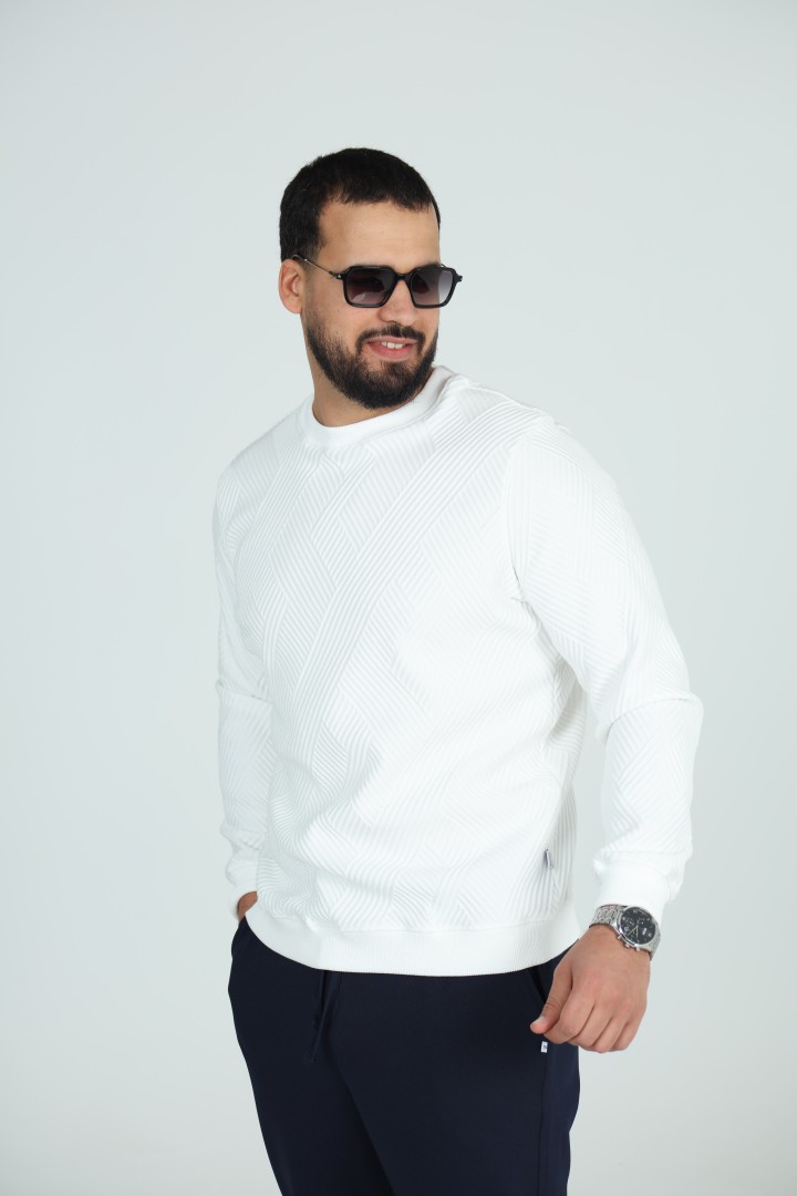 Sweat Col Rond Jacquard Homme | Motif Texturé