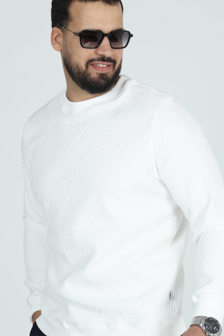 Sweat Col Rond Jacquard Homme | Motif Texturé