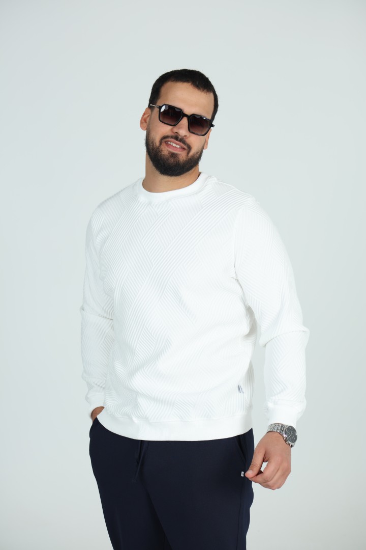 Sweat Col Rond Jacquard Homme | Motif Texturé