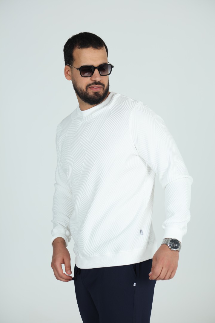 Sweat Col Rond Jacquard Homme | Motif Texturé