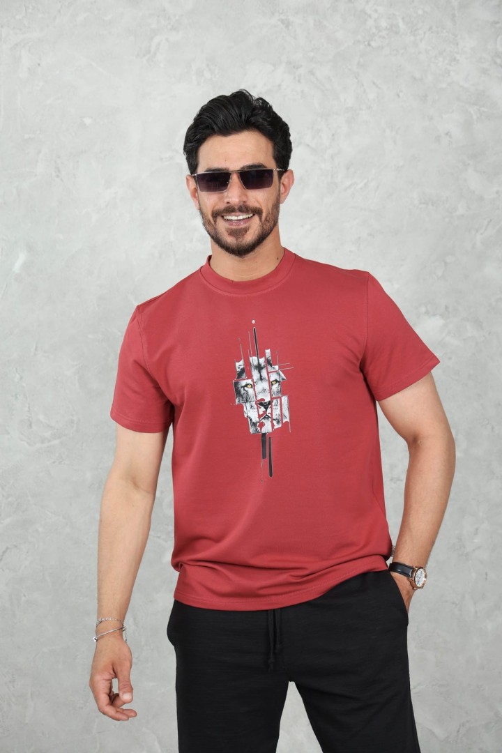 T-shirt Homme Imprimé( Lion ) – Style Casual Moderne