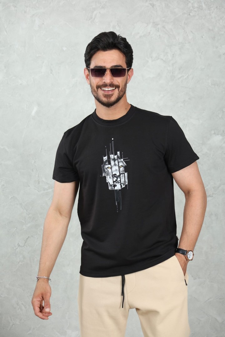 T-shirt Homme Imprimé( Lion ) – Style Casual Moderne
