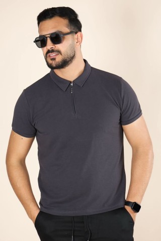 Polo zippé en coton piqué – Élégance sportive