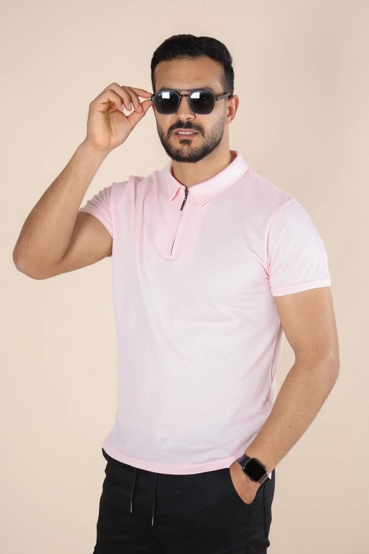 Polo zippé en coton piqué – Élégance sportive