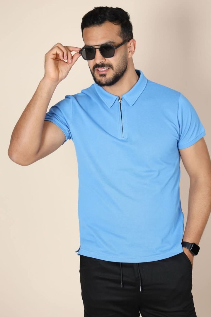 Polo zippé en coton piqué – Élégance sportive