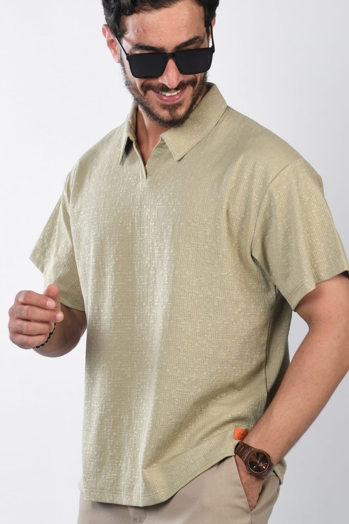 Polo Oversize en Coton Gaufré