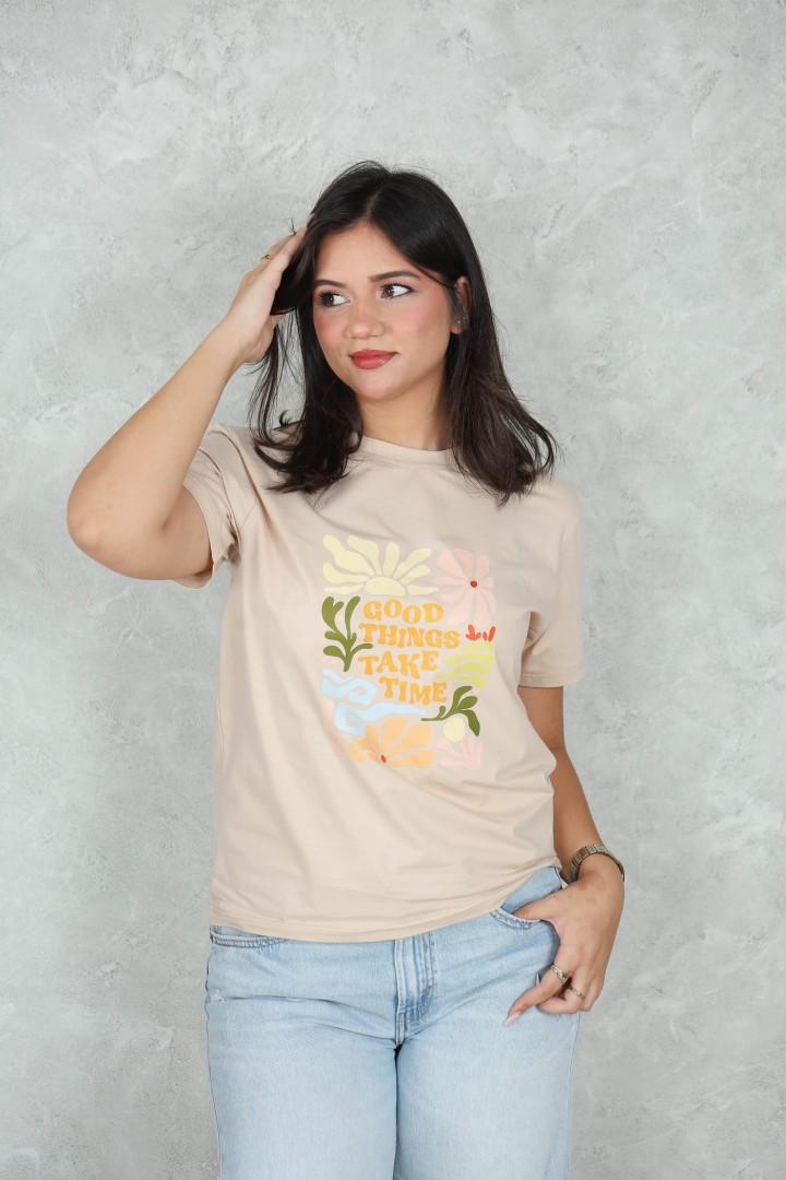 Tee-shirt en coton imprimé – Style décontracté & confort au quotidien